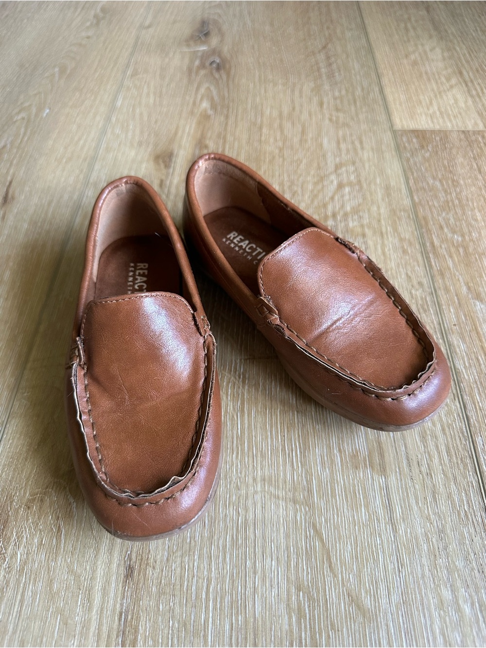 Kenneth Cole Reaction Boys Tan Leather Slip-On Loafers